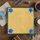 Yellow glazed ceramic trivet signed l. drimmer