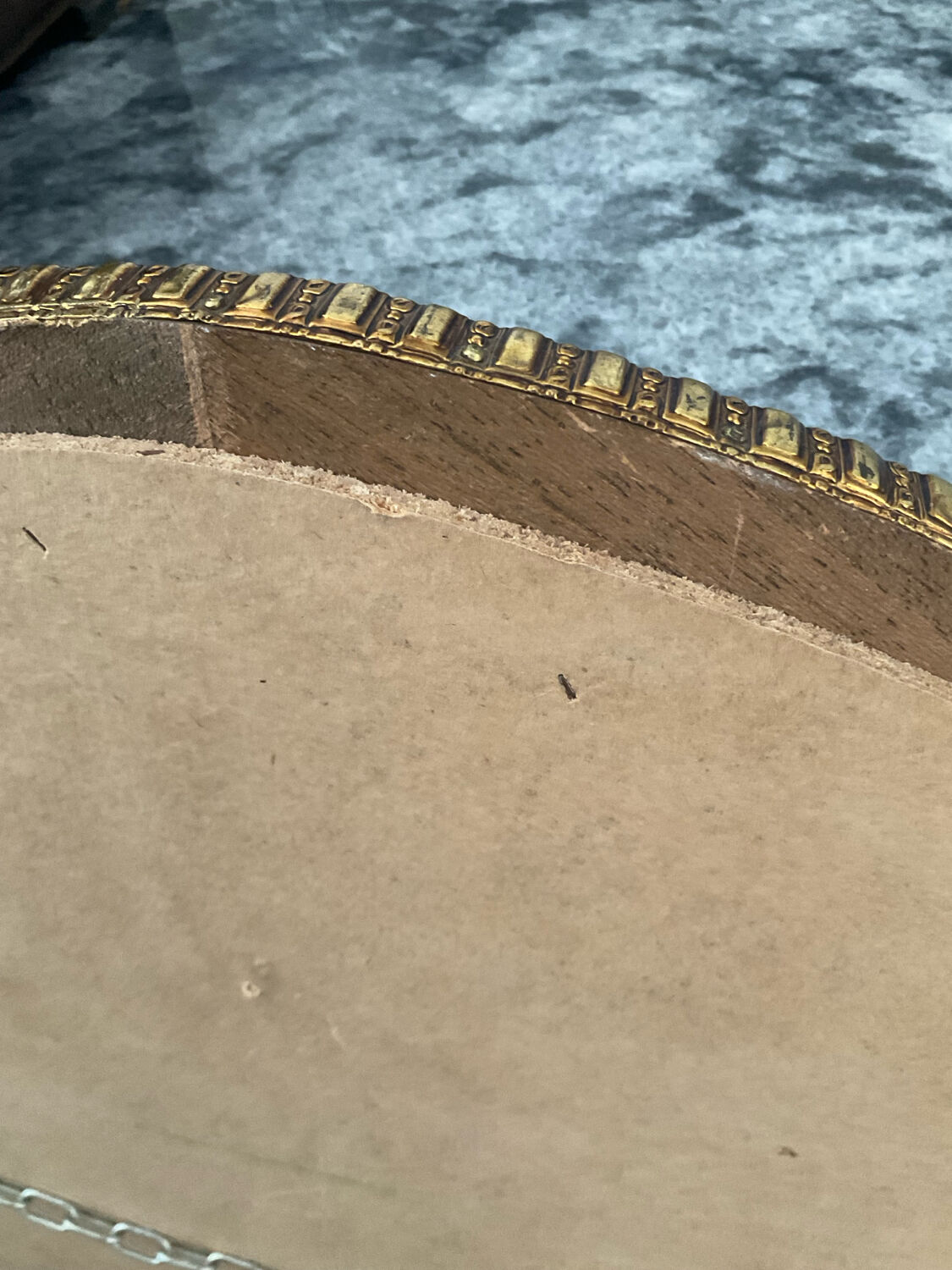 Vintage mirror in solid wood with brass and parcloses.