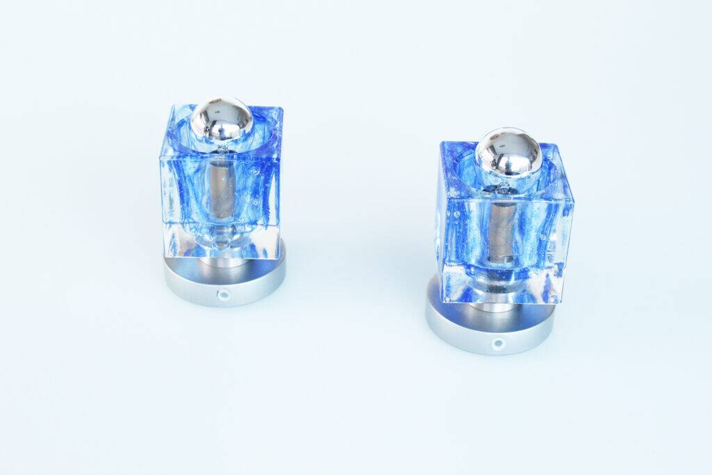 Pair of 1970s Murano glass wall sconces by Mazzega
