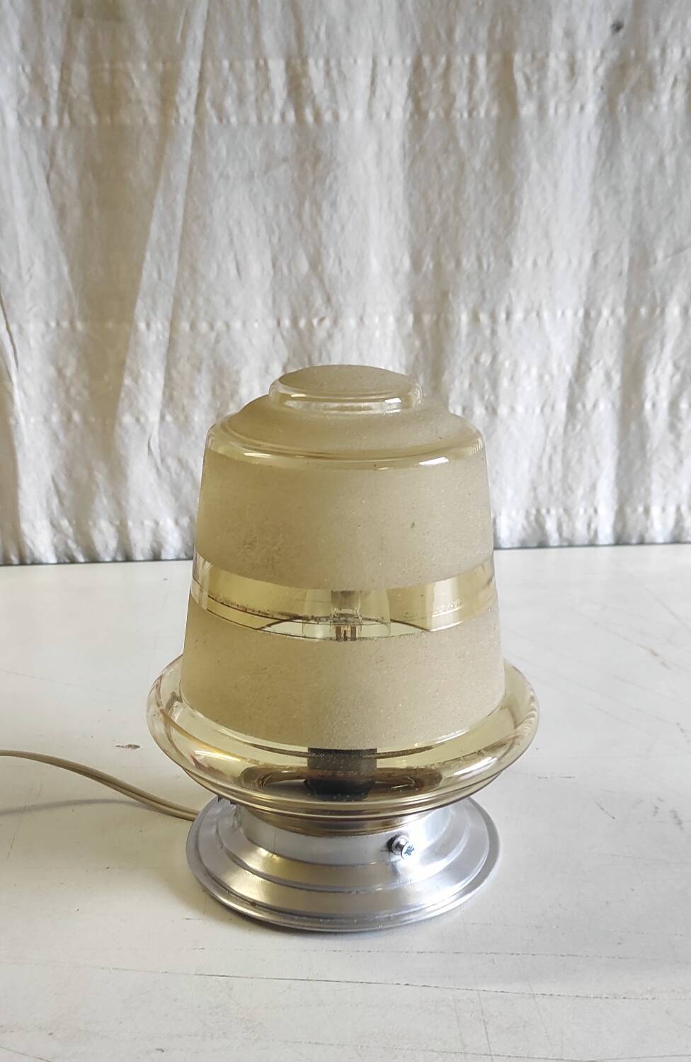 Smoked/sandblasted glass ceiling light - mid 20th century