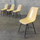 Lot de 4 chaises fibre et métal par Miroslav Navratil pour Vertex 1960