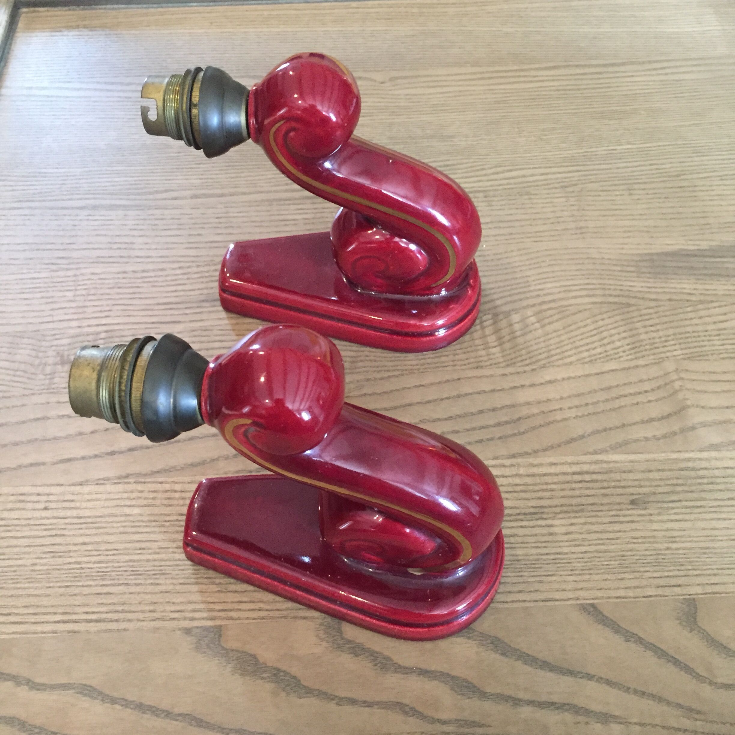 Pair of ceramic sconces grenat 50s