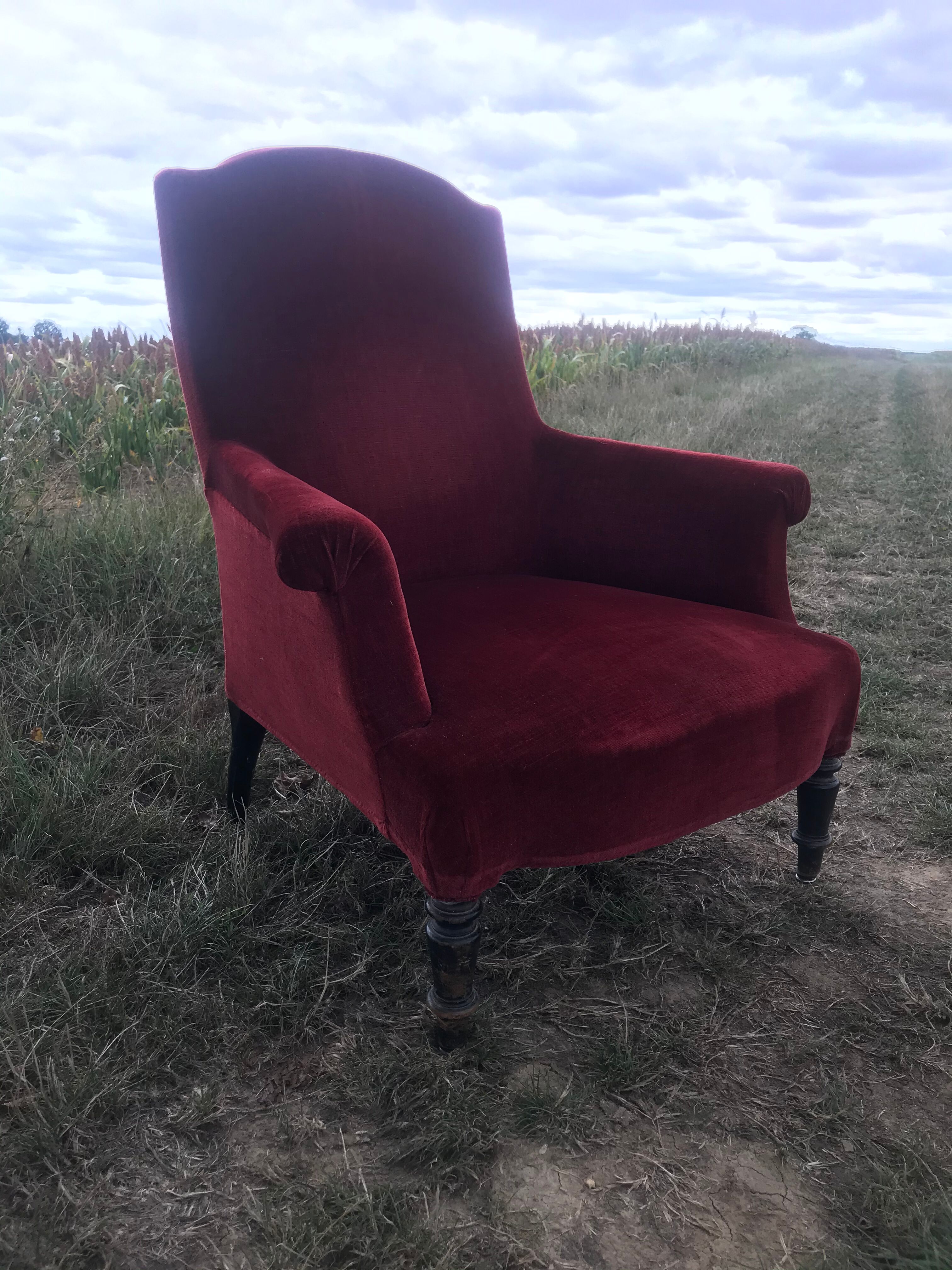 Bordeaux velvet english armchair