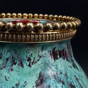 Vase CAB (Ceramics of Art from Bordeaux), turquoise green and red glaze.