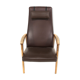 Fauteuil scandinave en skaï Suède 1960