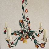 Vintage Floral chandelier in painted sheet metal