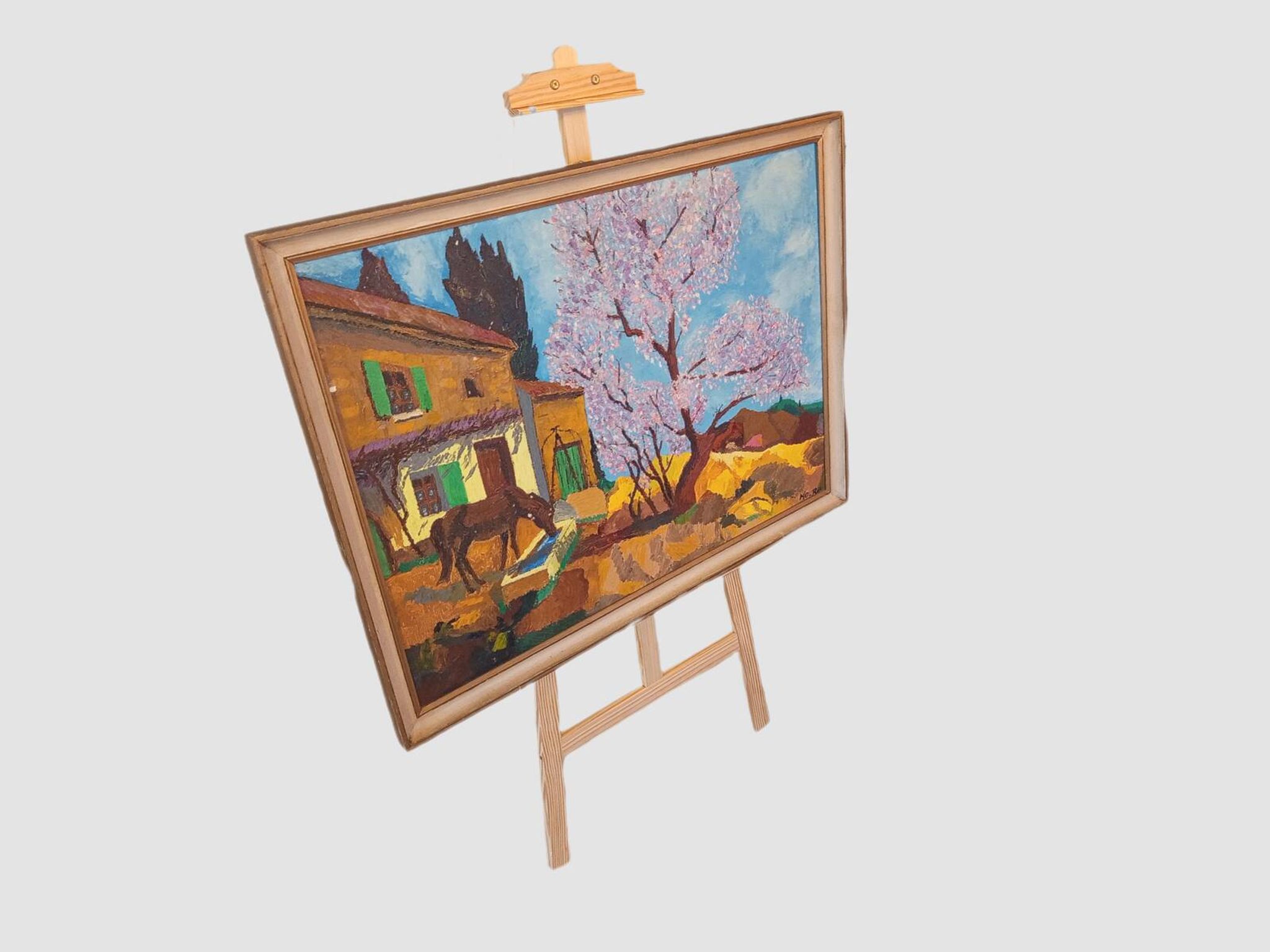 Robert morlhon (mo.ro) – huile sur toile originale de 1973 – provence
