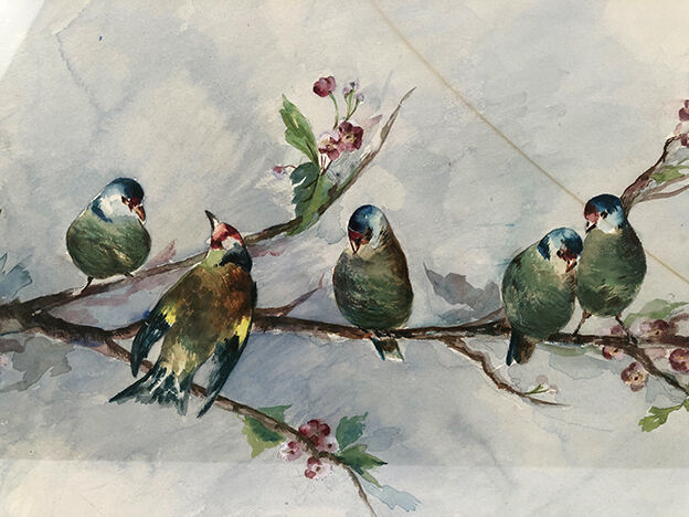 Watercolor early twentieth, "on a cherry branch"
