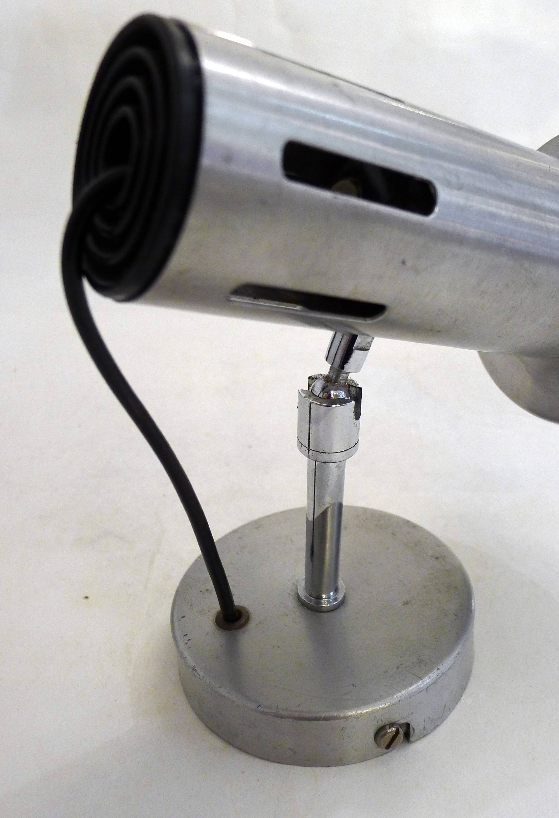 Brushed metal adjustable wall spotlight 1970s