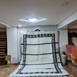 Black & White Geometric Beni Ouarain Rug 300x200cm – Natural Wool