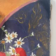 Coquelicots et marguerites, huile sur toile, signé L Riousset