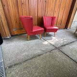 Set of mid-century sky red cocktail chairs, 1950s