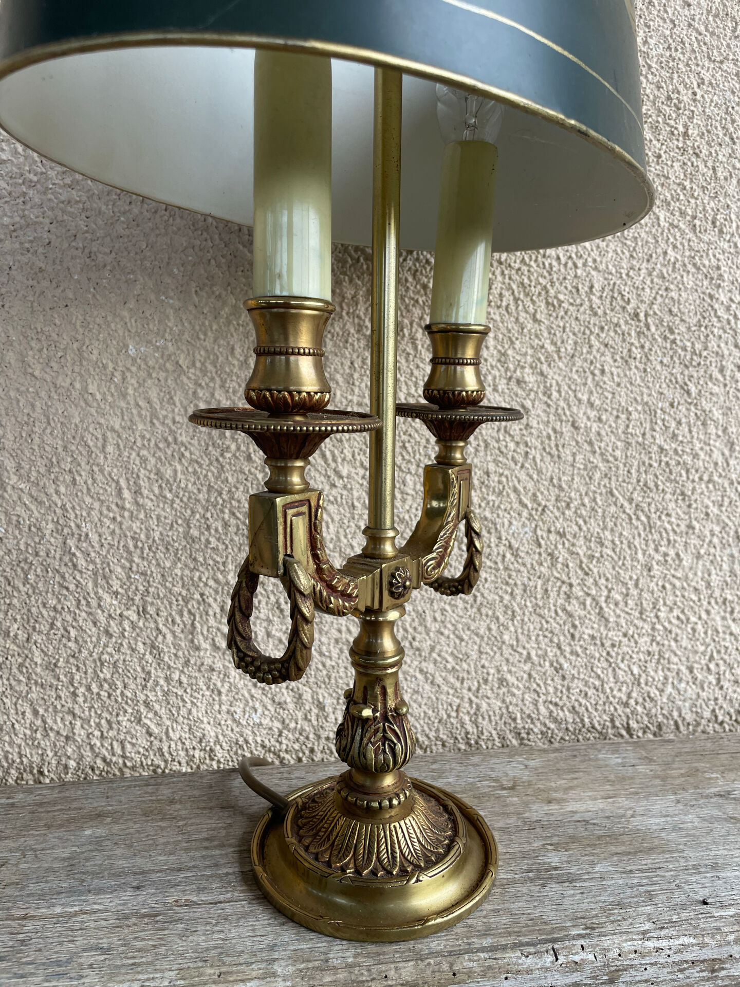 19th-century bouillotte lamp in solid bronze