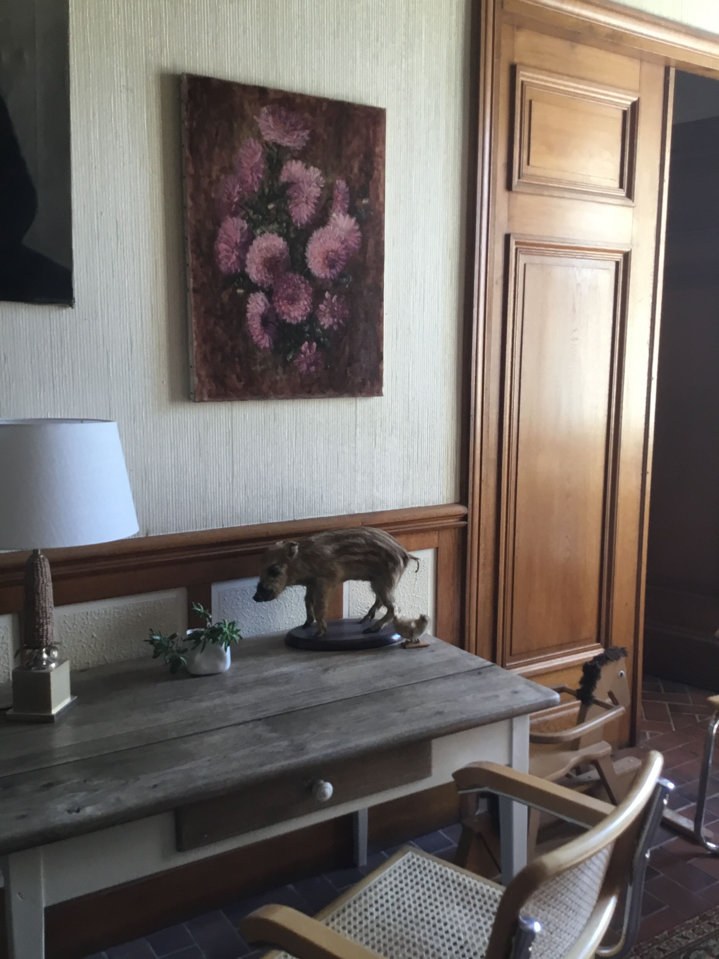 Huile sur toile « Dahlias »