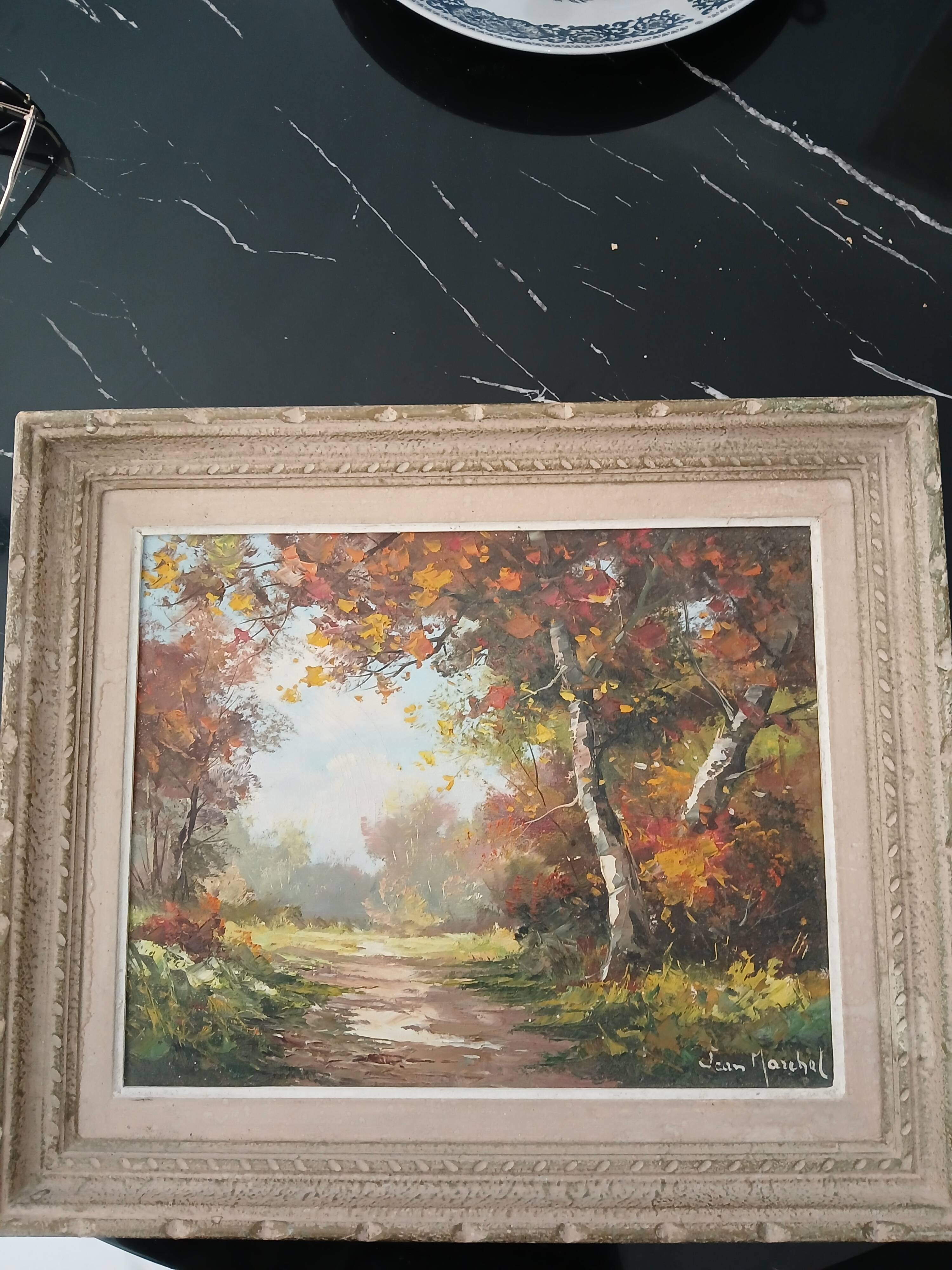 Oil on canvas "Autumn" by Jean Maréchal – Handmade wooden frame