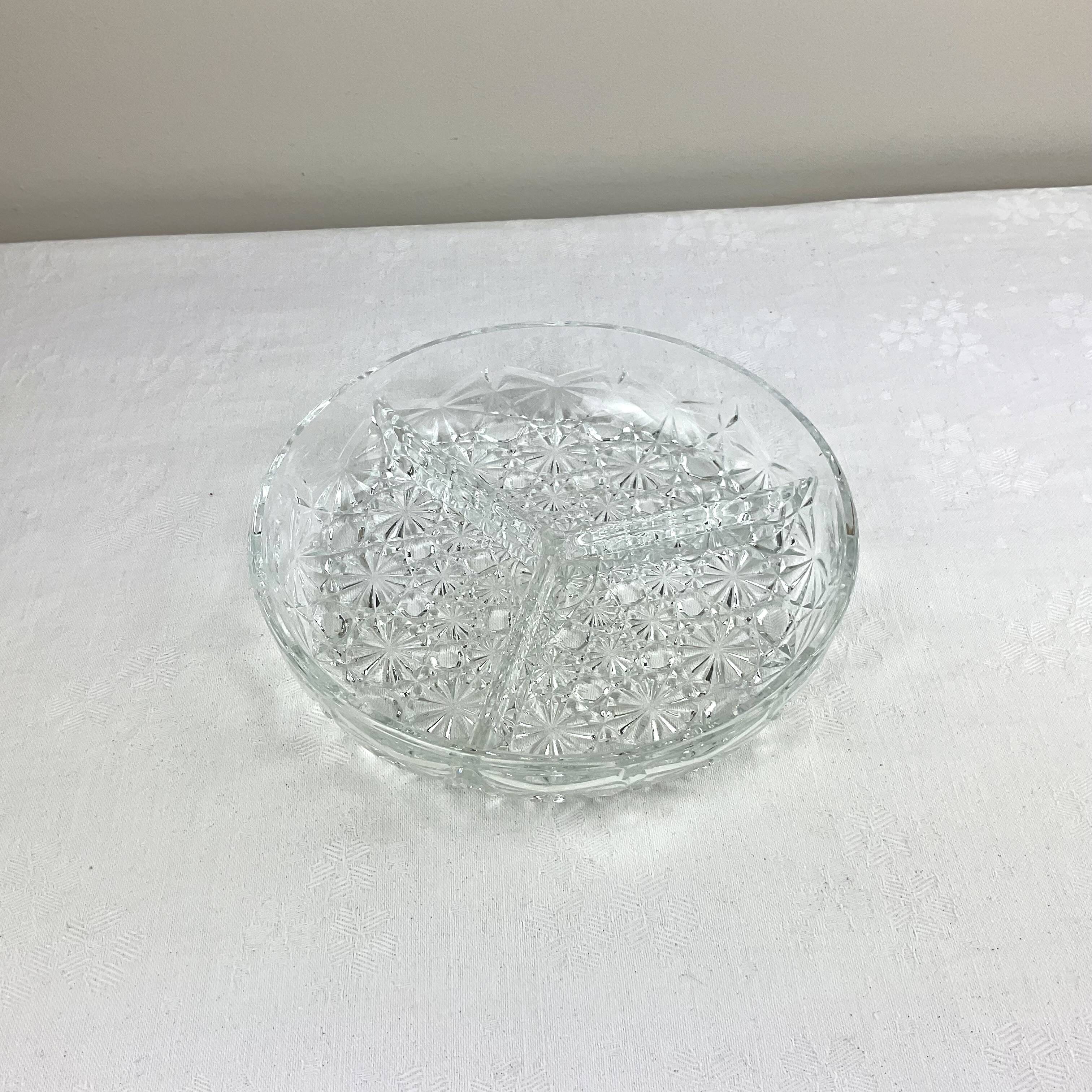 Vintage dish with 3 molded glass compartments