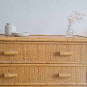 Commode en rotin années 70 vintage
