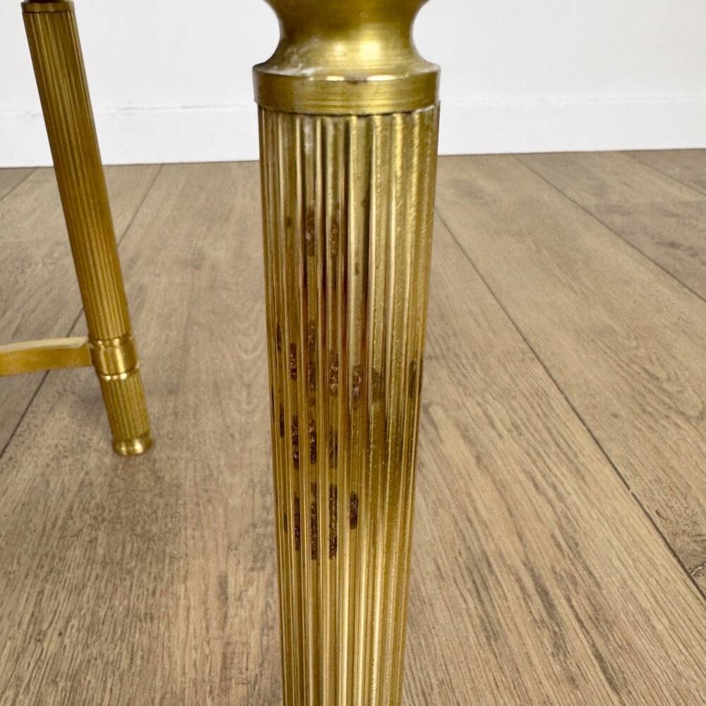 Tables gigognes rondes bronze doré verre fumé vintages