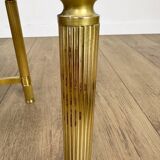 Vintage round nesting tables in gilded bronze with smoked glass