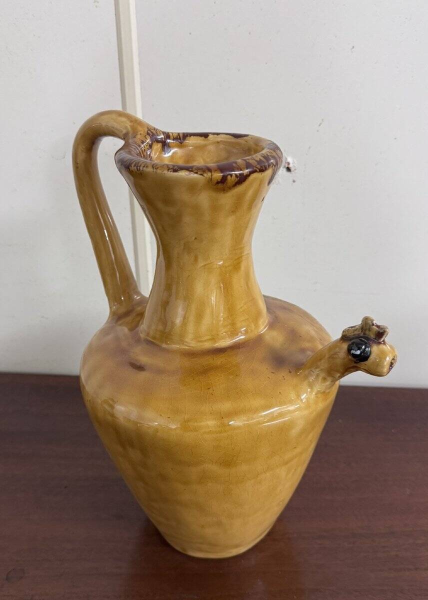 Jug, pitcher, ceramic lady with a glazed finish.