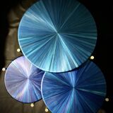 Straw marquetry nesting tables