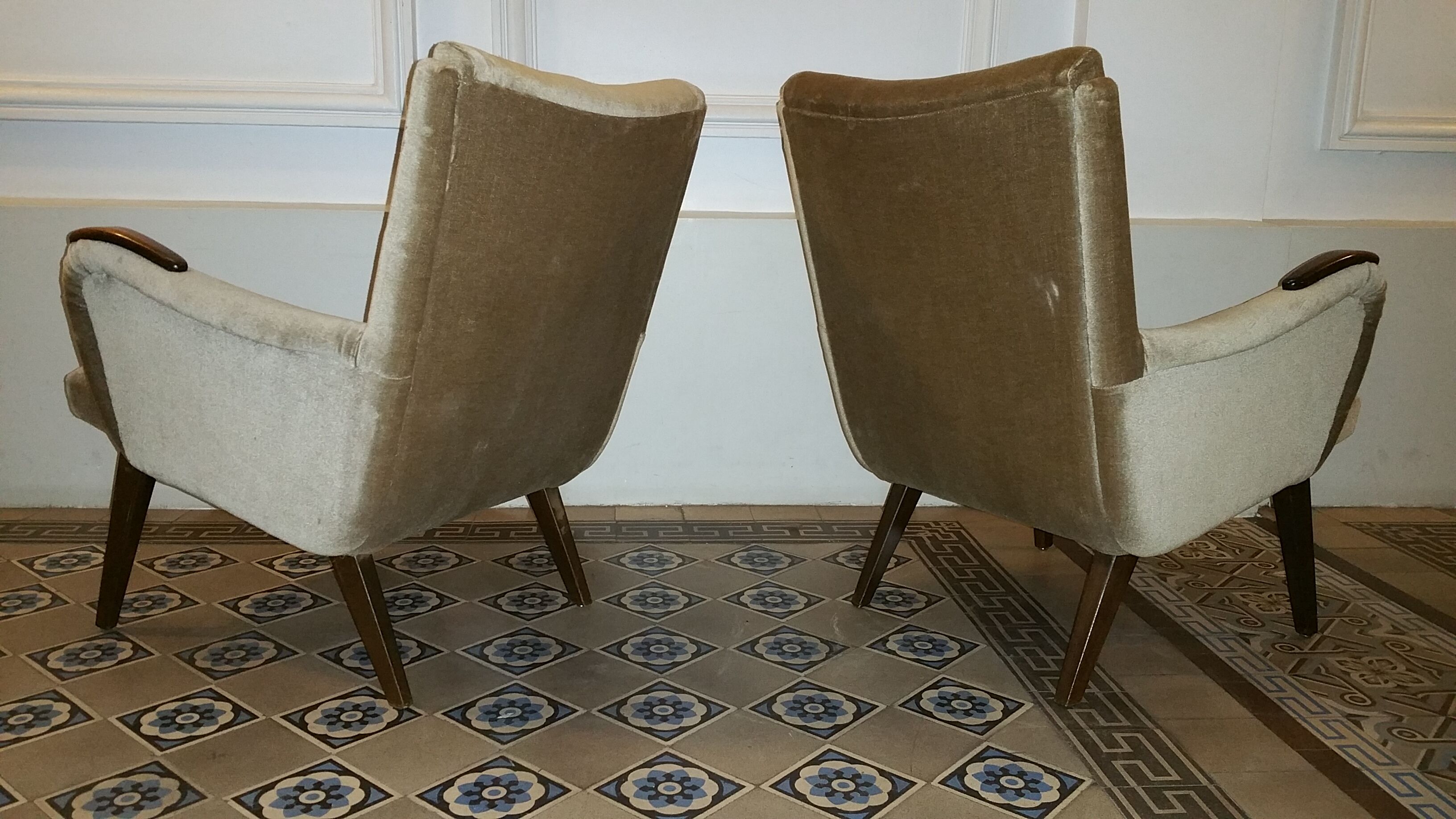 Pairs of armcchairs Danish 50/60s Arno Votteler knoll