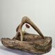 Vintage brutalist olive wood basket