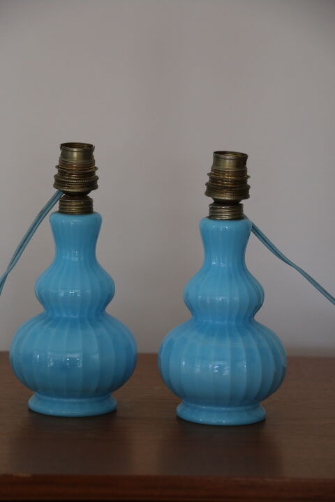 Pair of feet of lamps opaline Chattard