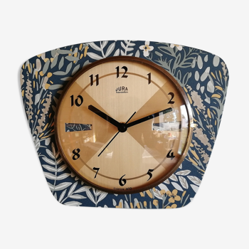Horloge formica vintage pendule murale silencieuse "Jura Fleurs"