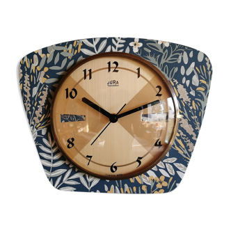 Vintage formica clock silent wall clock "Jura Flowers"