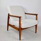 GFM-64 Brown Armchair in White Ivory Bouclé attributed to Edmund Homa, 1970s