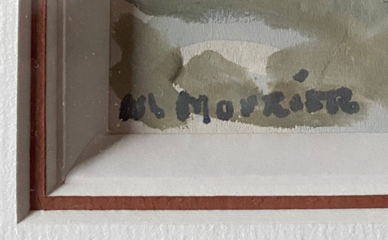 Watercolor Painting MOURIER Marguerite (1910-1987) "the village church" + frame