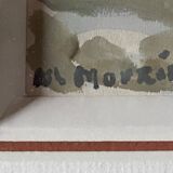 Watercolor Painting MOURIER Marguerite (1910-1987) "the village church" + frame