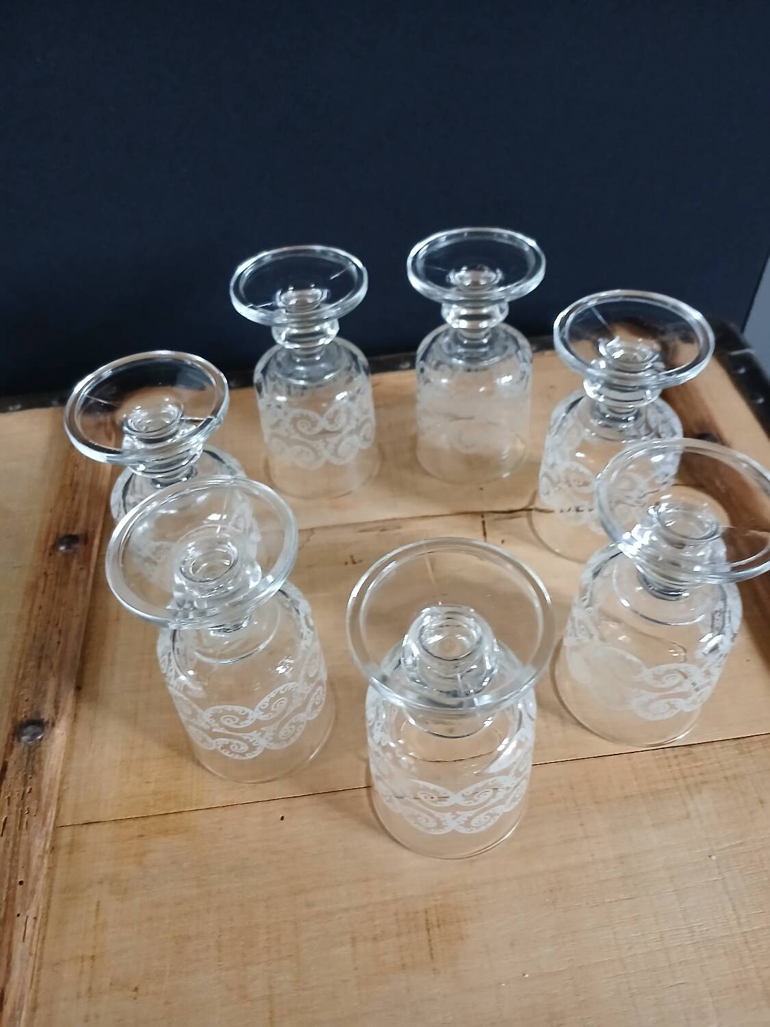 7 vintage wine glasses