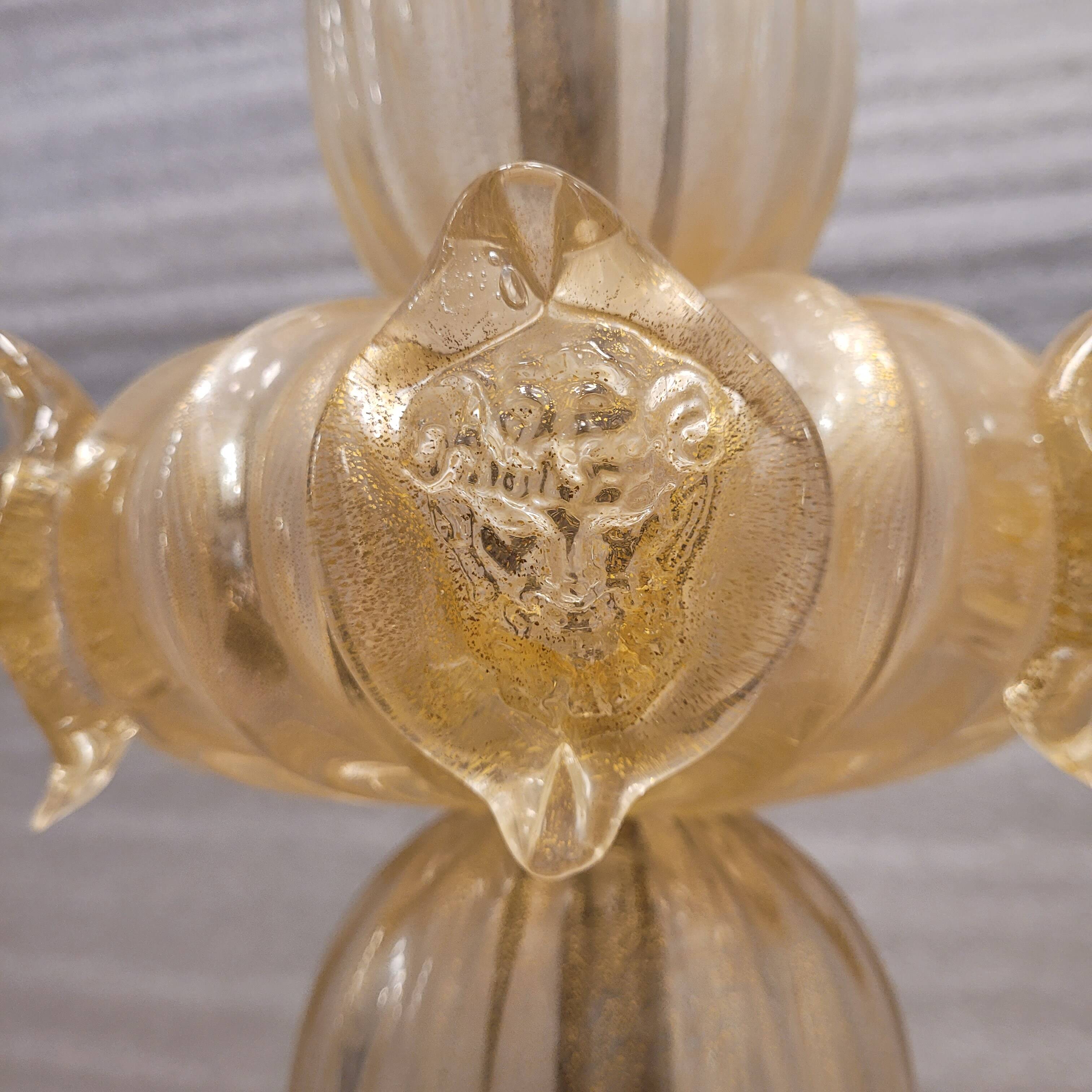 Magpie lamp, Murano crystal and gold powder, Barovier & Toso, 50's