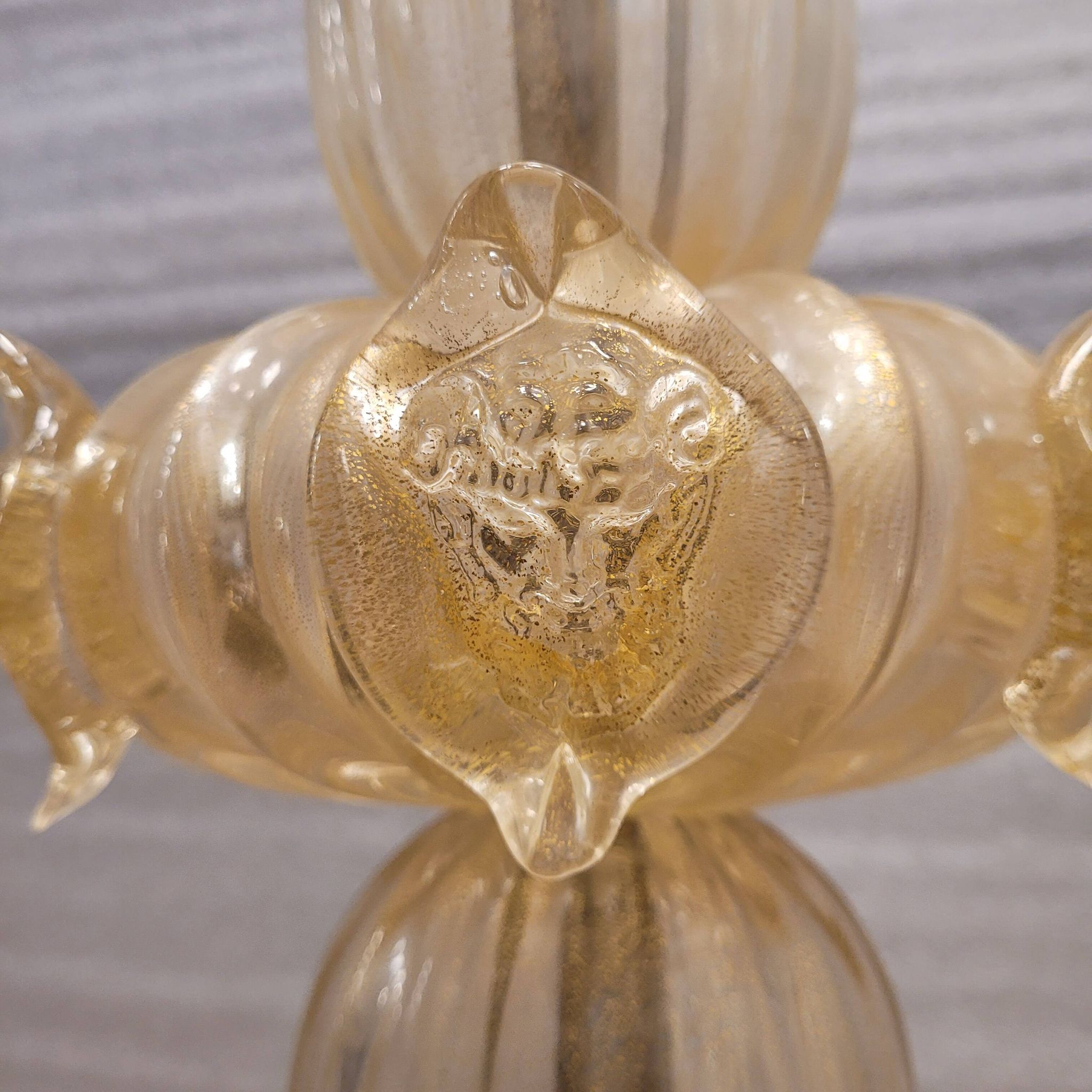 Magpie lamp, Murano crystal and gold powder, Barovier & Toso, 50's