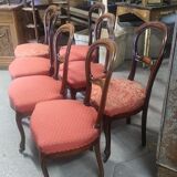 Series of 7 solid walnut chairs circa 1870