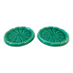 Duo of green slip bottle coasters signed marjac bauzil 50s
