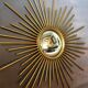 Vintage domed sun mirror in golden metal  46,5x46,5cm