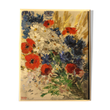 "Still life with bouquet of flowers" oil on isorel by Raphael Ludovic