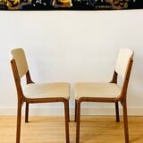Set of 4 vintage chairs in teak and wool