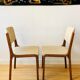 Ensemble de 4 chaises vintage en teck et laine