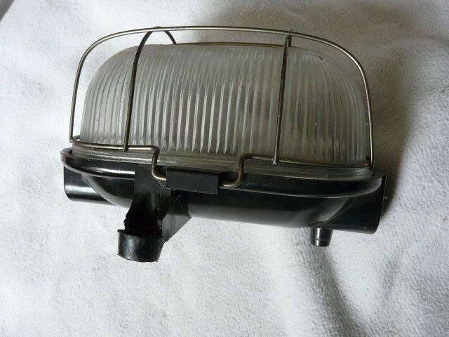 Wall lamp porthole lamp metal glass streaked grid vintage industrial design