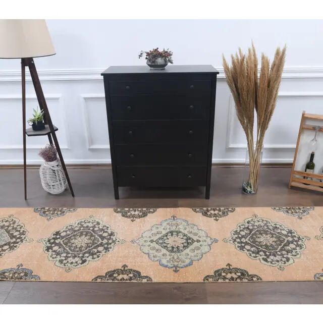 Vintage Turkish Oushak Handmade Wool Runner 82x285