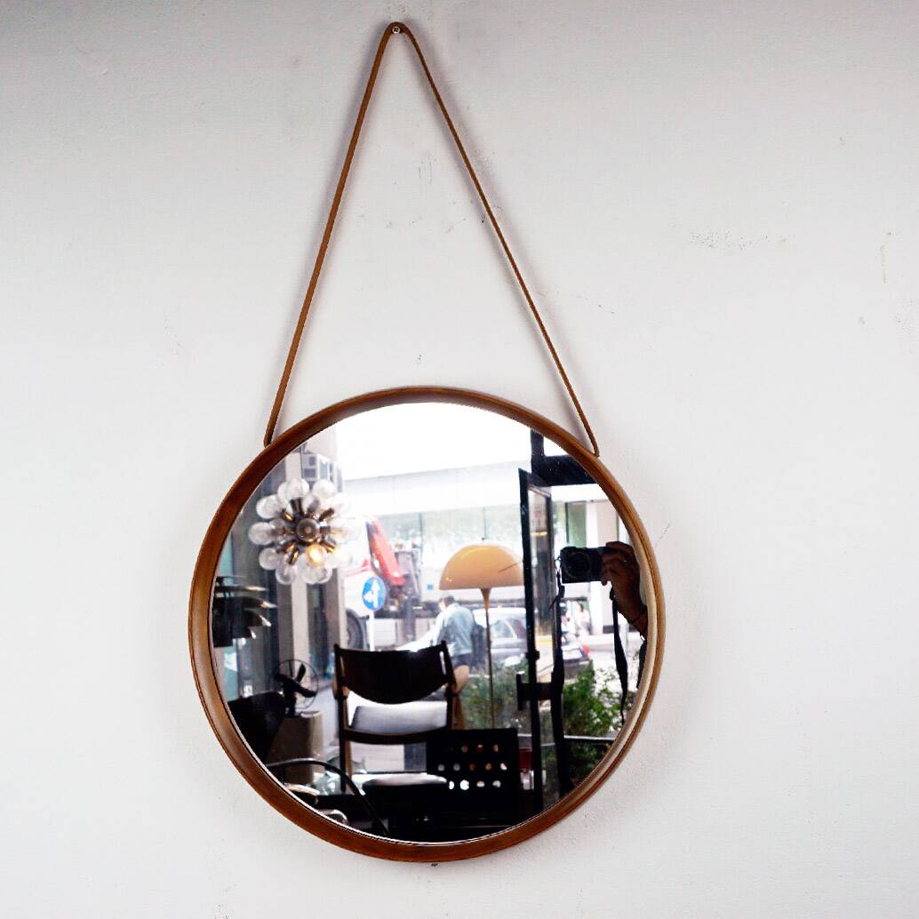 Teak Wall Mirror by Uno and Osten Kristiansson for Luxus Vittsjö Sweden