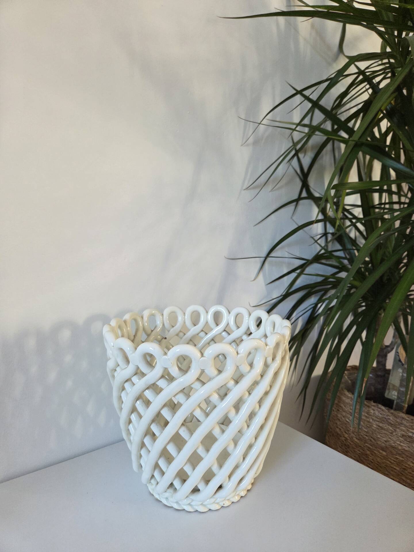Woven ceramic plant pot