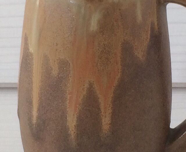 Lot 6 sandstone mugs varnished vintage 50s