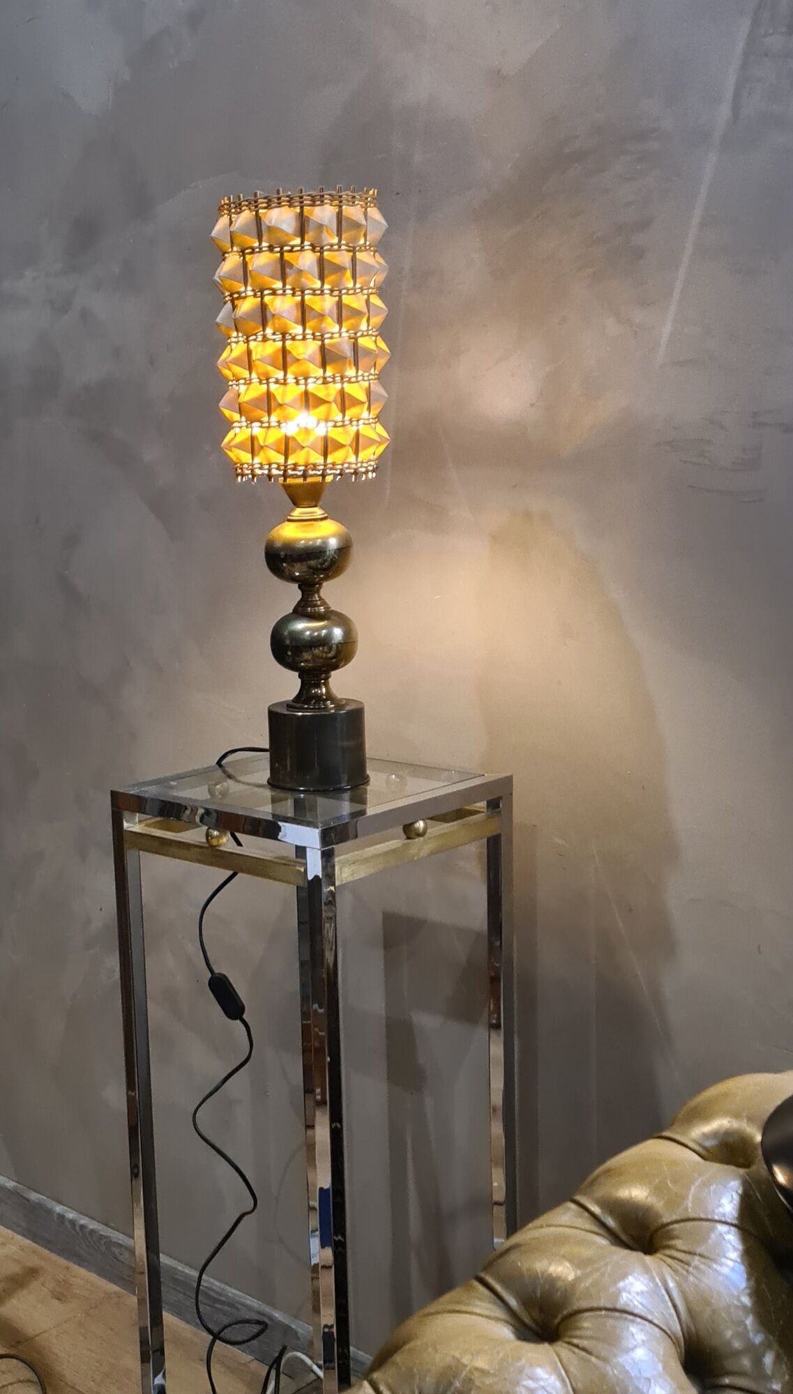 Lampe de style barbier, laiton et bronze  1960/75