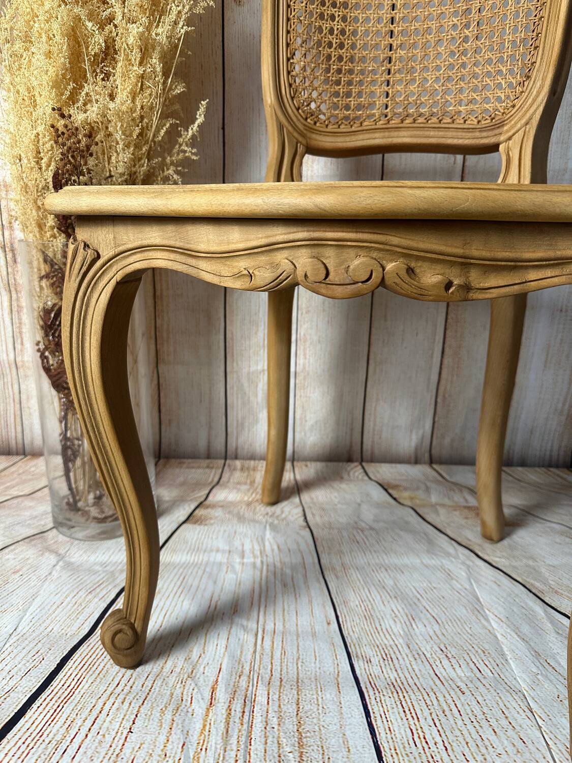 Set of 3 antique caned chairs – Louis XV style