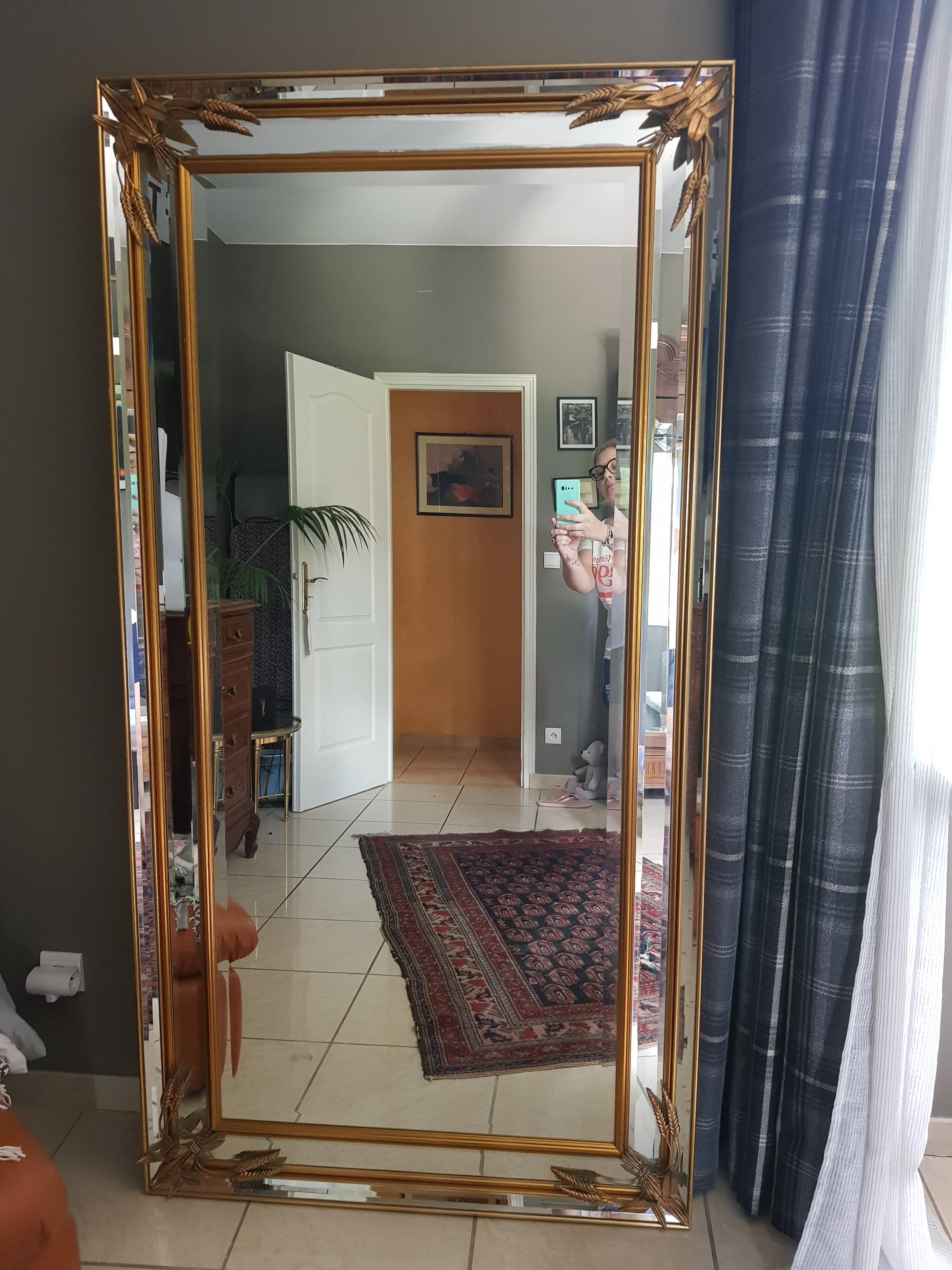 Large mirror has parcloses sheaf of wheat  96x186cm